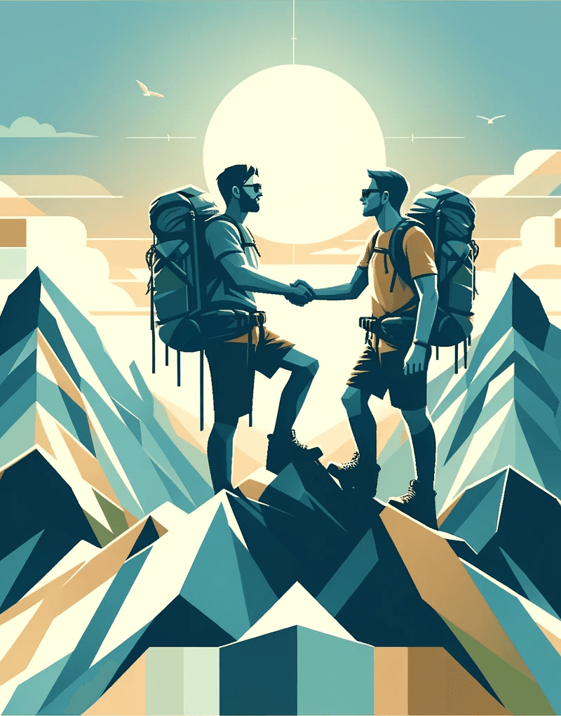 Handshake on a mountain top